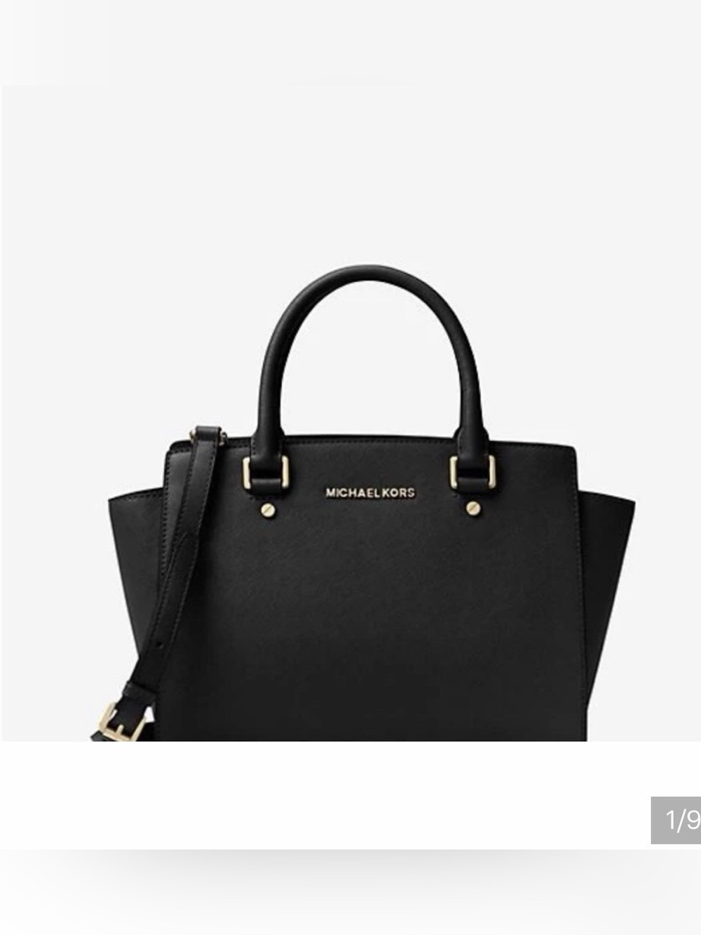Michael Kors Black Saffiano Leather Satchel with Gold Hardware
